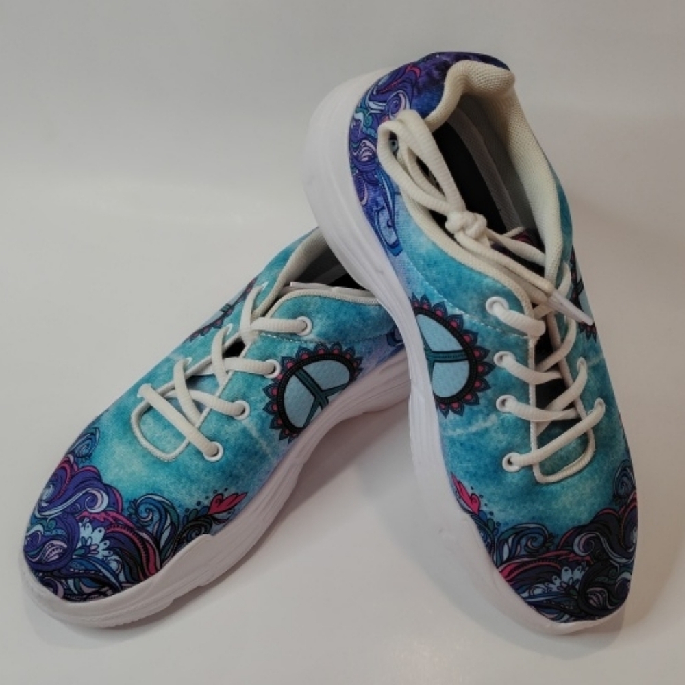 Yes We Vibe - Women's Size 8, Blue & Purple Swirl Athletic Sneakers